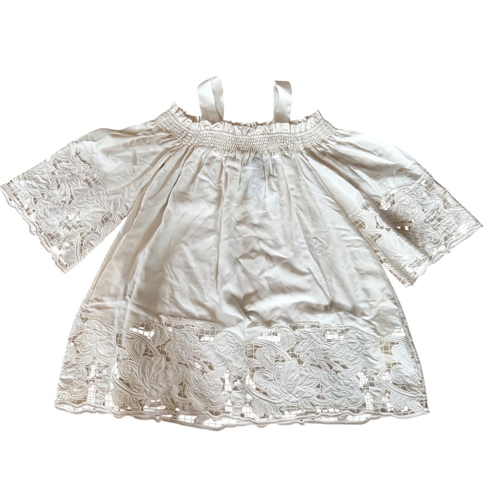 Kendall & Kylie NWT White Off Shoulder Lace Trim Mini Dress Size XS Boho Cottage - Picture 9 of 12
